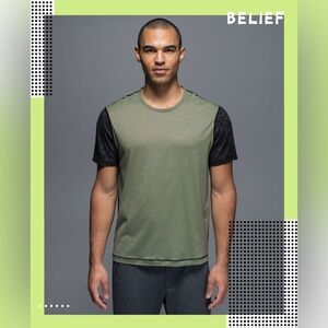 Lululemon Men’s Warrior I Short Sleeve Shirt Heathered Tank Green Size XS